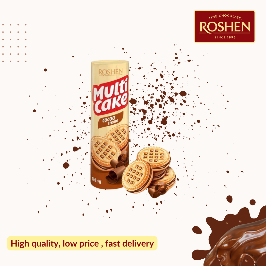 Roshen Biscuit Multicake cocoa cream 180gX28 (WHOLESALE)