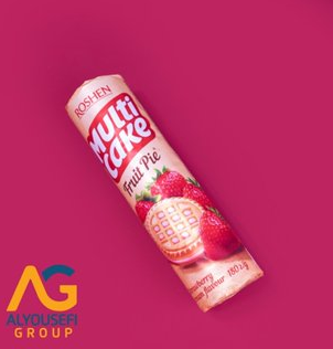 Roshen Biscuit Multicake strawberry cream 180gX28 (WHOLESALE)
