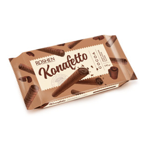 Roshen Konafetto Wafer rolls with cocoa flavoured cream 140gX15 (WHOLESALE)