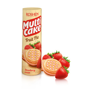Roshen Biscuit Multicake strawberry cream 180gX28 (WHOLESALE)