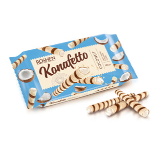 Roshen Konafetto Wafer rolls with coconut flavoured cream 140gX15 (WHOLESALE)