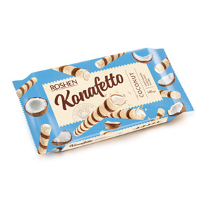 Roshen Konafetto Wafer rolls with coconut flavoured cream 140gX15 (WHOLESALE)