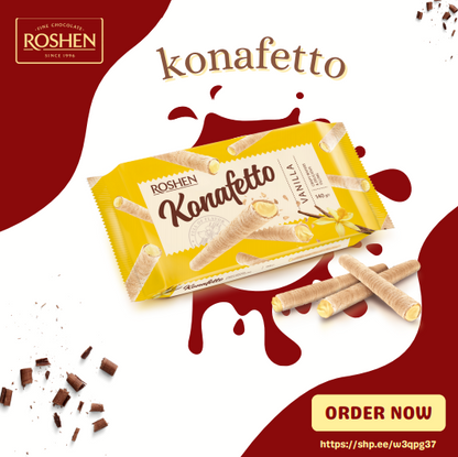 Roshen Konafetto Wafer rolls with vanilla flavoured cream 140g
