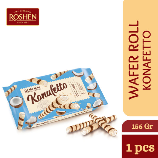 Roshen Konafetto Wafer rolls with coconut flavoured cream 140gX15 (WHOLESALE)
